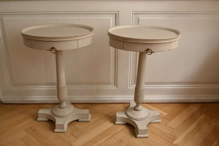 Pair of lovely small bedside tray tables with removable trays.