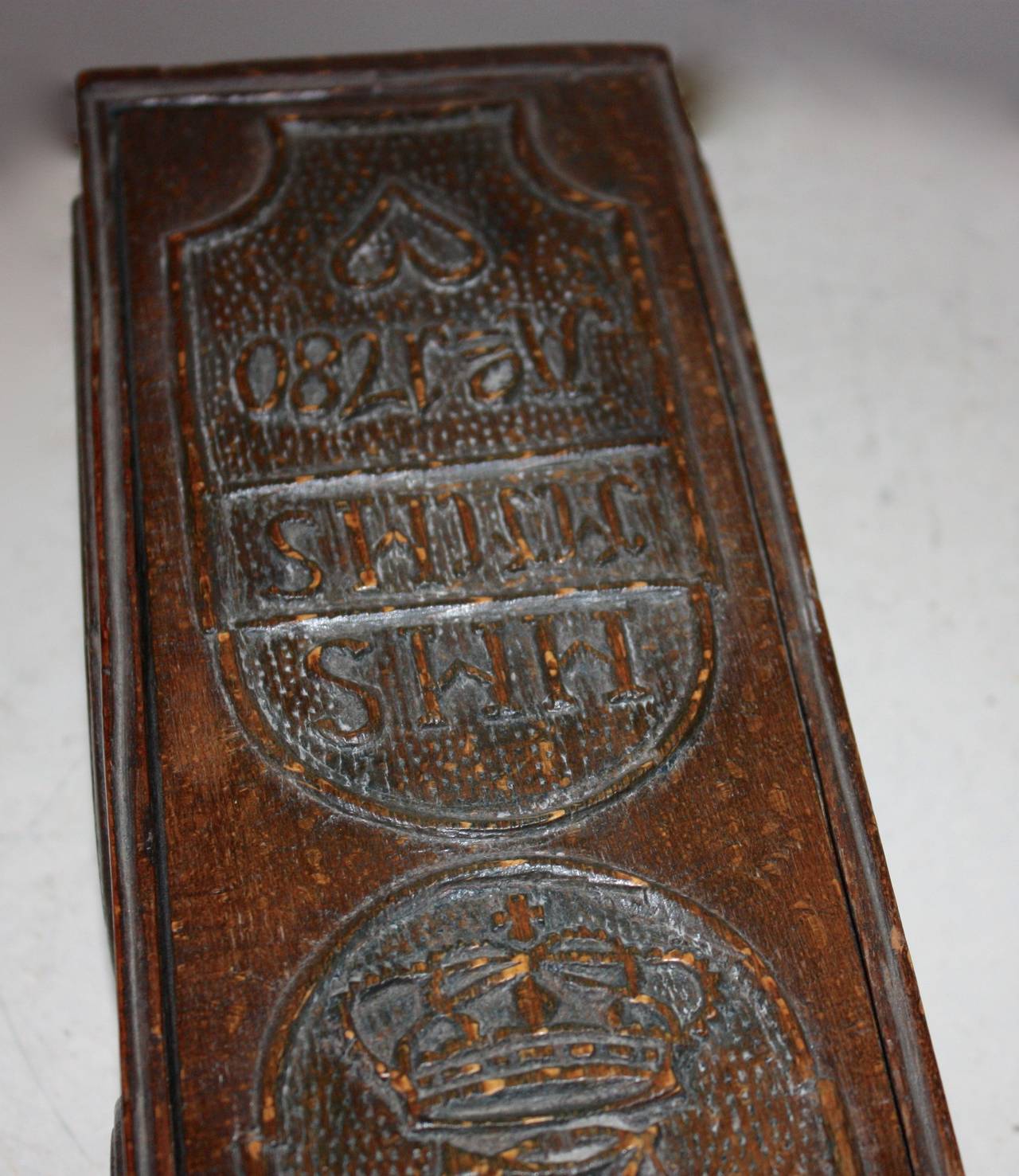 Carved 18th Century Pencil Box with King Christian VII Monogramme For Sale