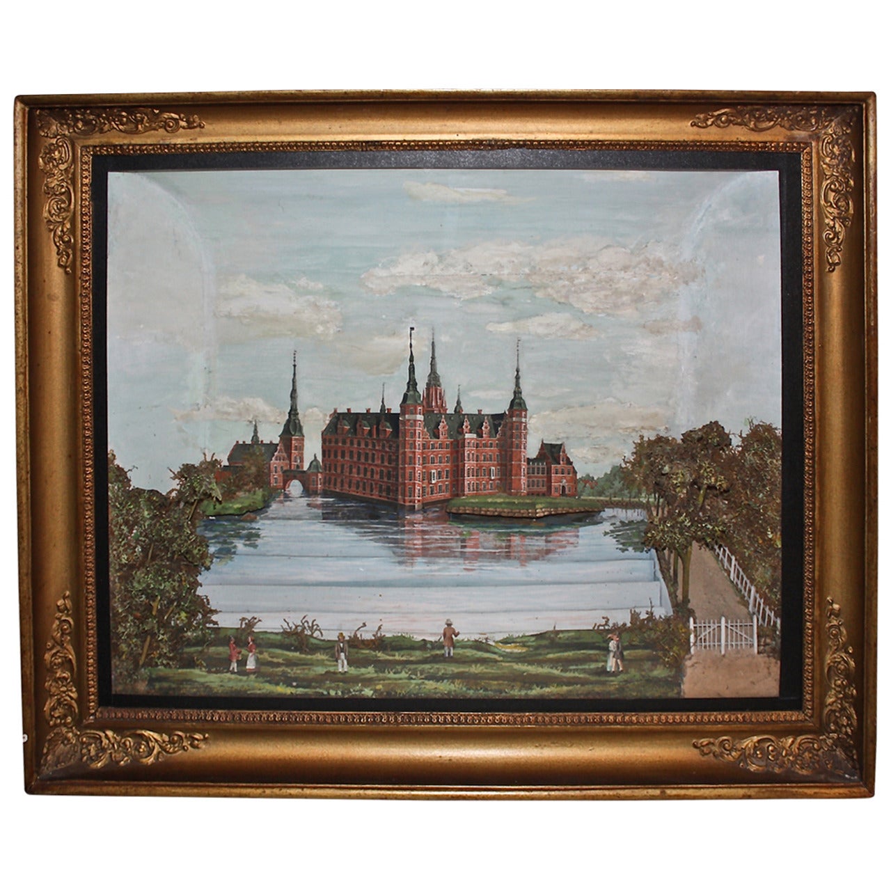 Diorama du château de Frederiksborg au Danemark du XIXe siècle