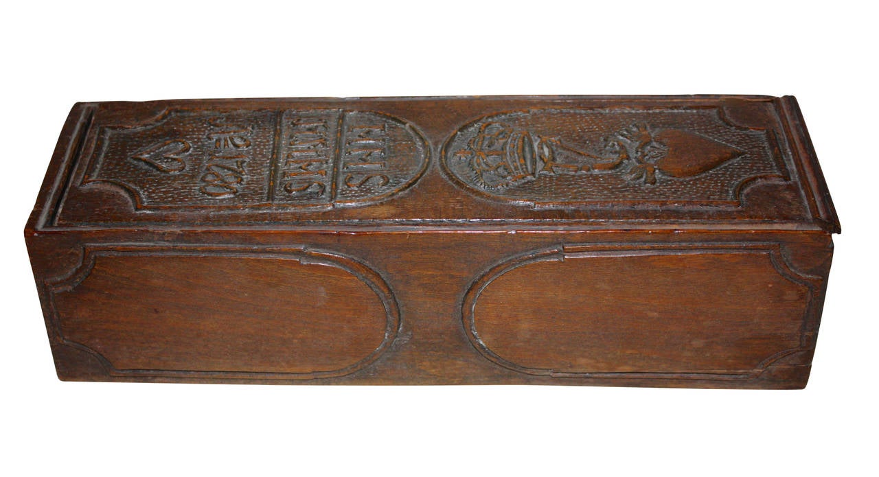 Folk Art 18th Century Pencil Box with King Christian VII Monogramme For Sale