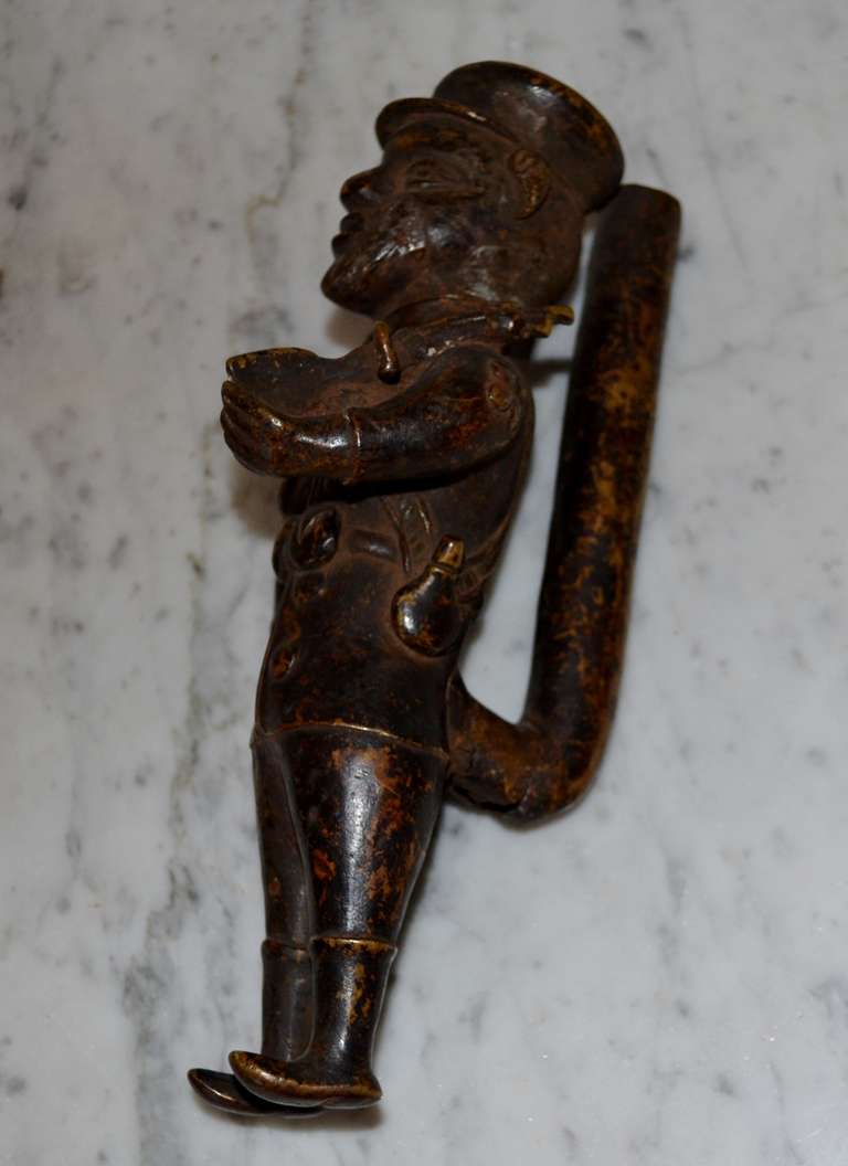 Folk Art 19th Century Bronze Pipe For Sale