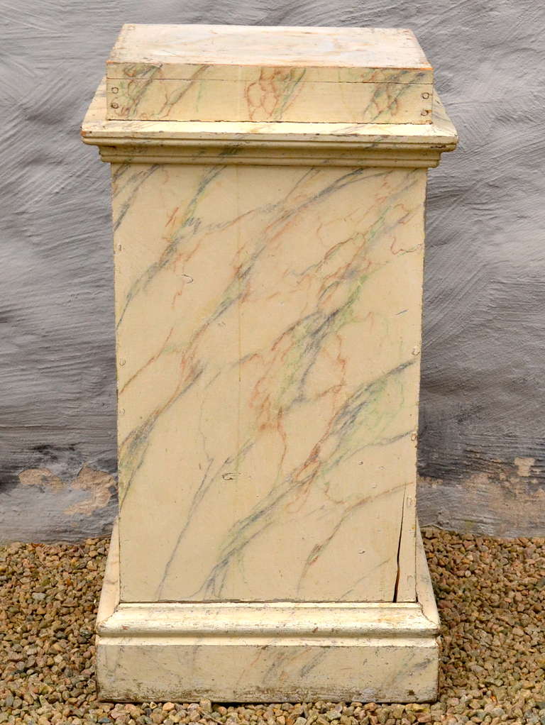 Gustavian 19th Century Faux Marble Wooden Pedestal, Scandinavian For Sale