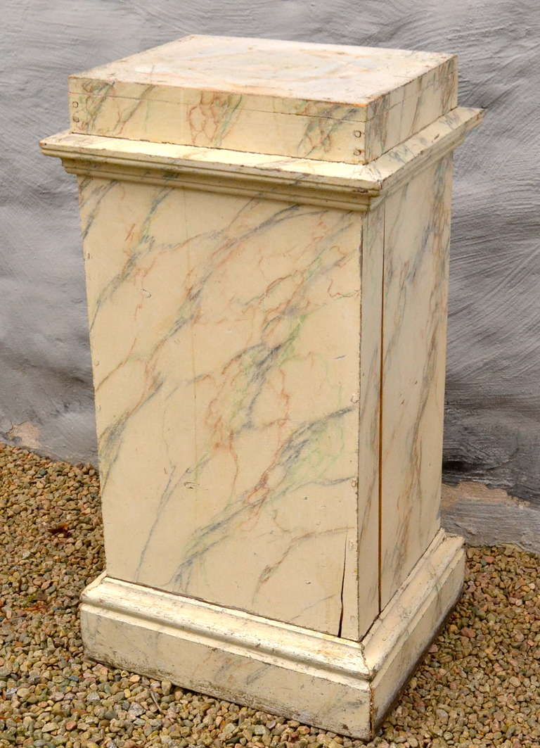 Painted 19th Century Faux Marble Wooden Pedestal, Scandinavian For Sale