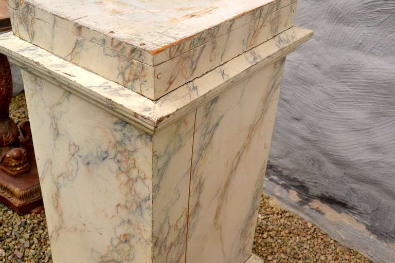19th Century Faux Marble Wooden Pedestal, Scandinavian In Good Condition For Sale In Haddonfield, NJ