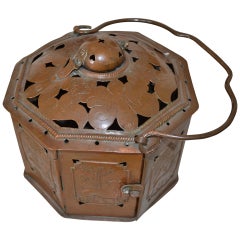 18th Century Copper Footwarmer Lantern