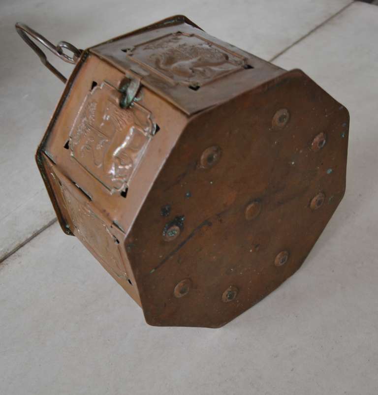 Footwarmer-Laterne aus Kupfer aus dem 18. Jahrhundert im Angebot 4