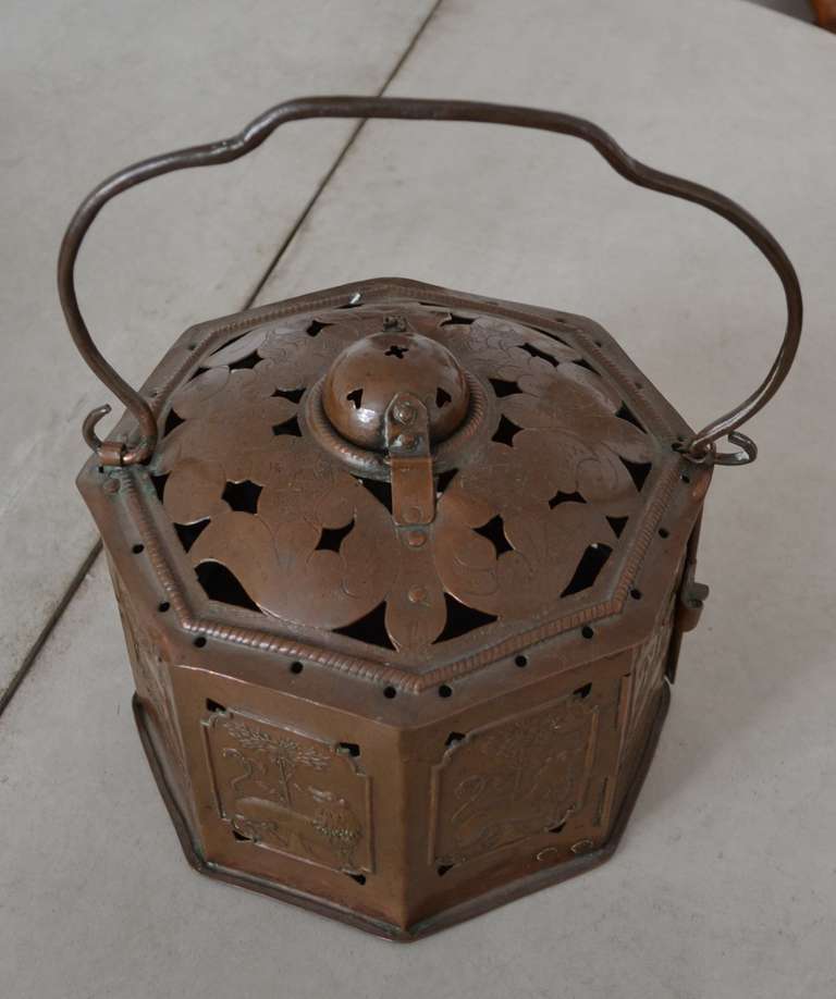 Footwarmer-Laterne aus Kupfer aus dem 18. Jahrhundert (Arts and Crafts) im Angebot