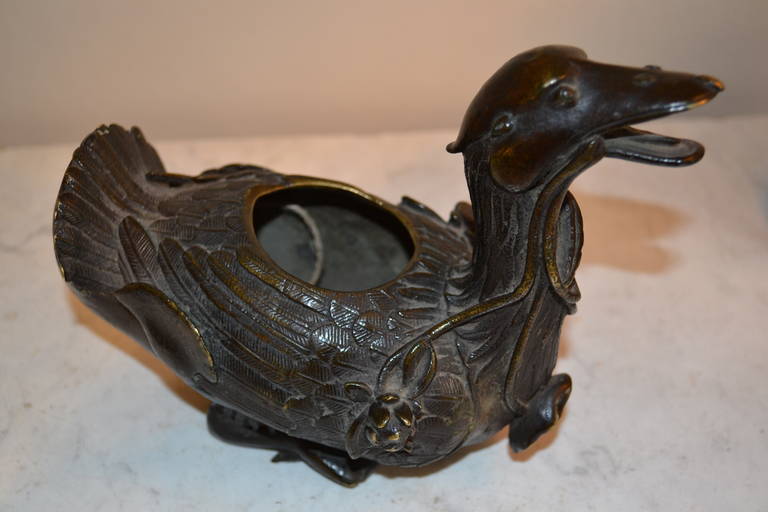 19th Century Chinese Bronze Duck In Good Condition In Copenhagen, K