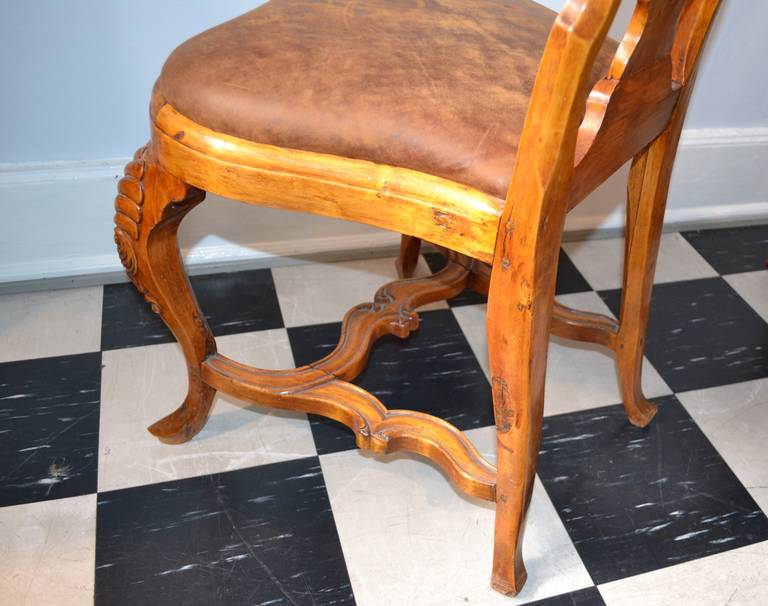 Leather 18th Century Pair of Rococo Chairs For Sale