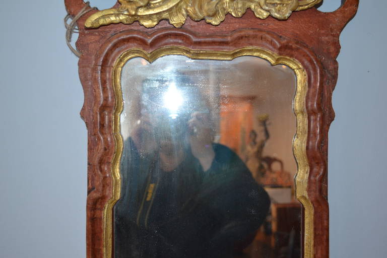 Danish 18th Century Gilded Freemason Guild Rococo Mirror For Sale 2