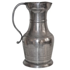 18th Century Large Baroque Pewter Pitcher