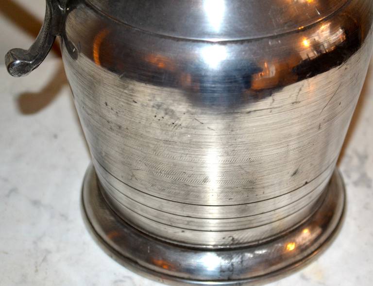 German 18th Century Large Baroque Pewter Pitcher