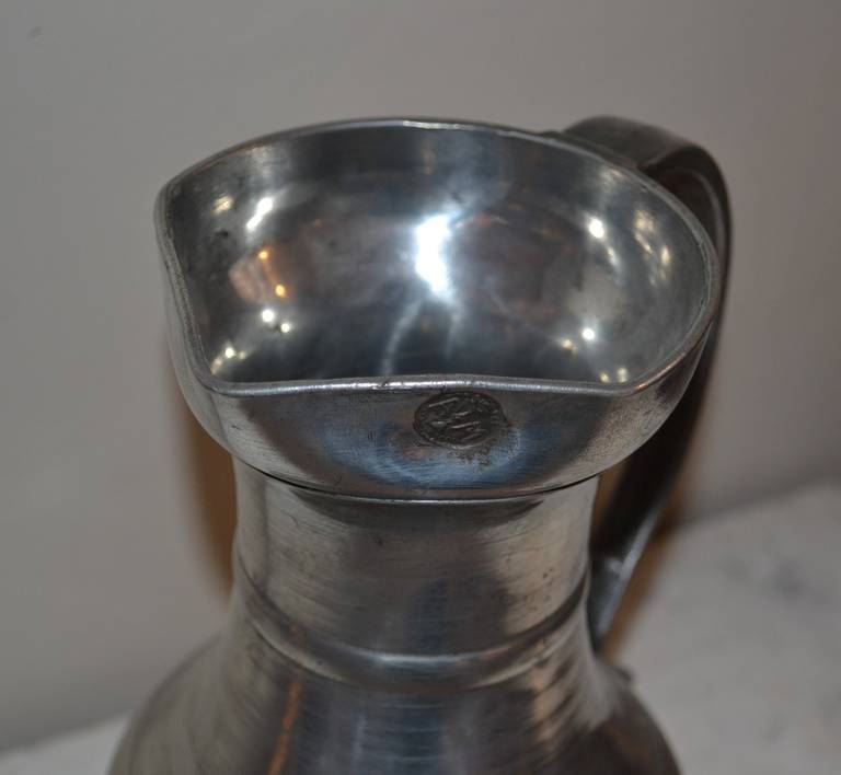 18th Century Large Baroque Pewter Pitcher 6