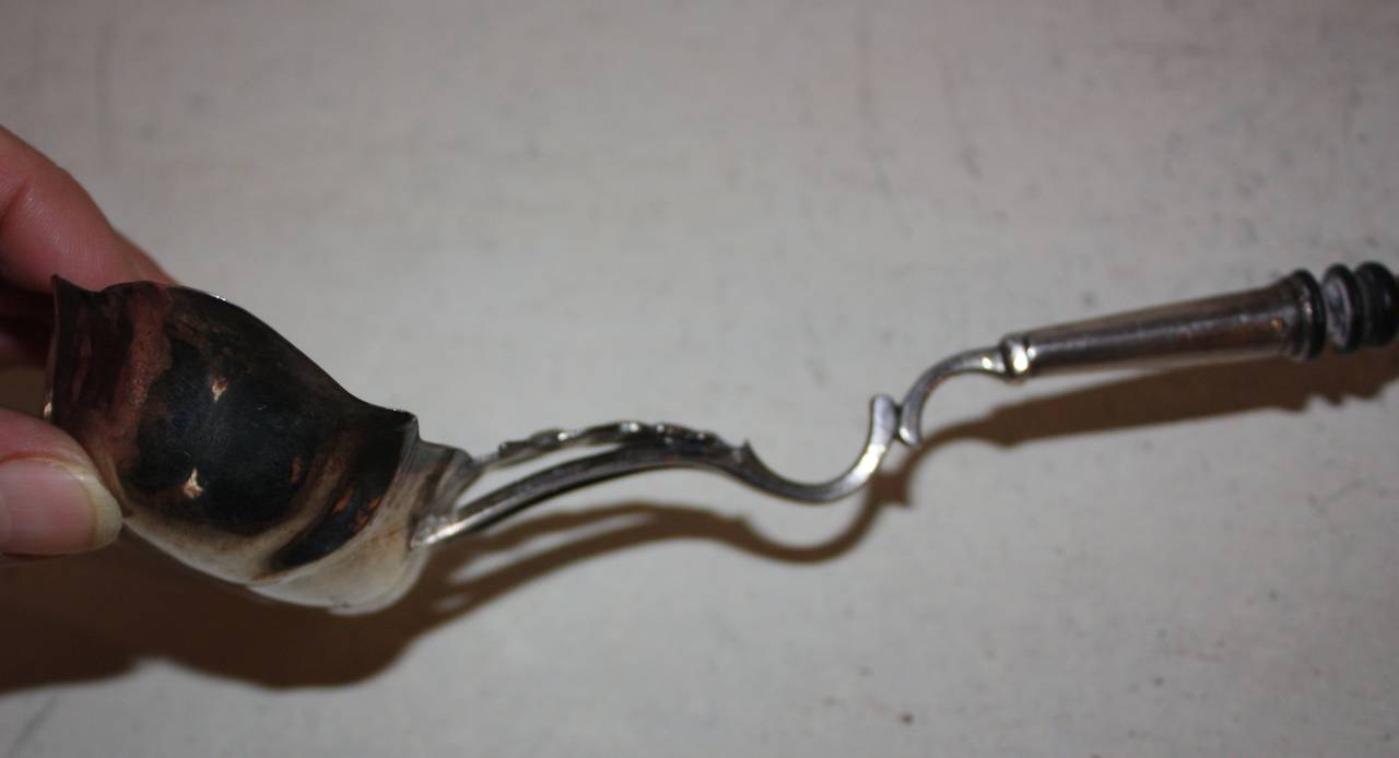 19th Century Silver And Wood Soup Or Punch Bowl Ladle For Sale 3