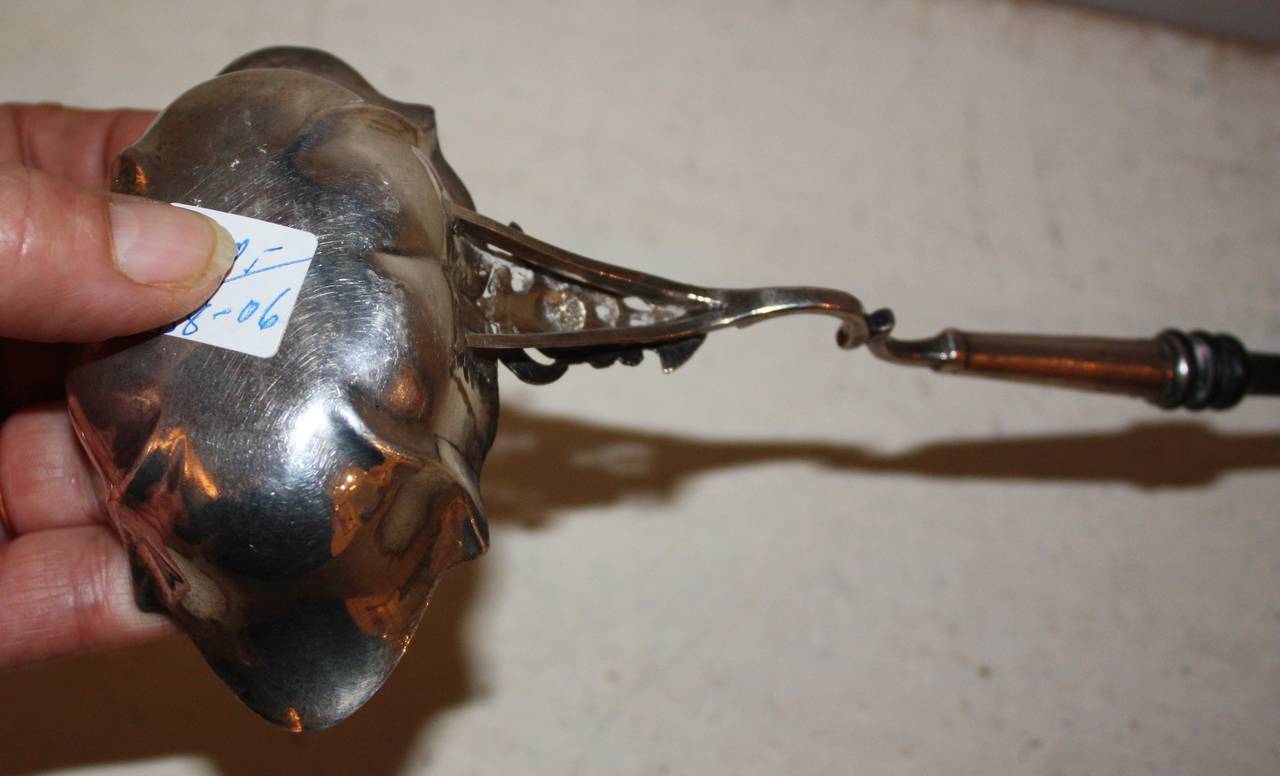 19th Century Silver And Wood Soup Or Punch Bowl Ladle For Sale 4