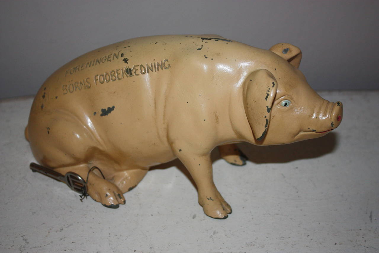 Folk Art Piggy Bank for Charity For Sale