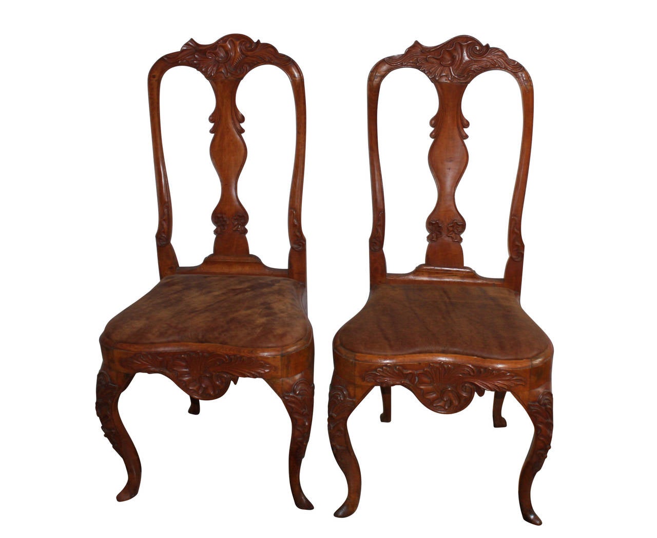 Sculpté Paire de chaises danoises rococo du 18ème siècle en vente