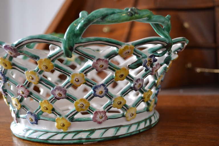 18th Century and Earlier Faience Wicker Bowl, Kiel 18th Century For Sale