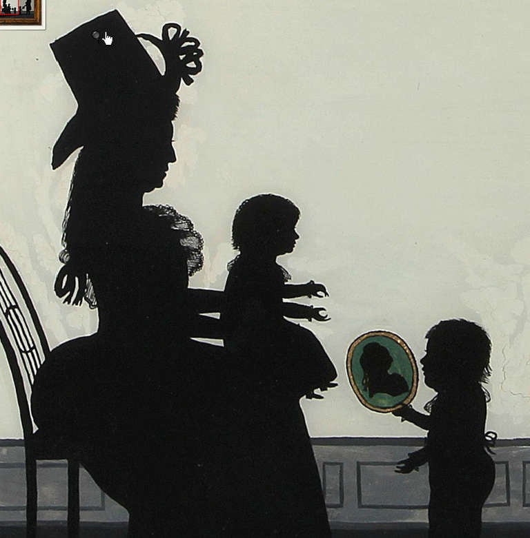 Patinated 18th Century Reverse Mirror Silhouette Painting