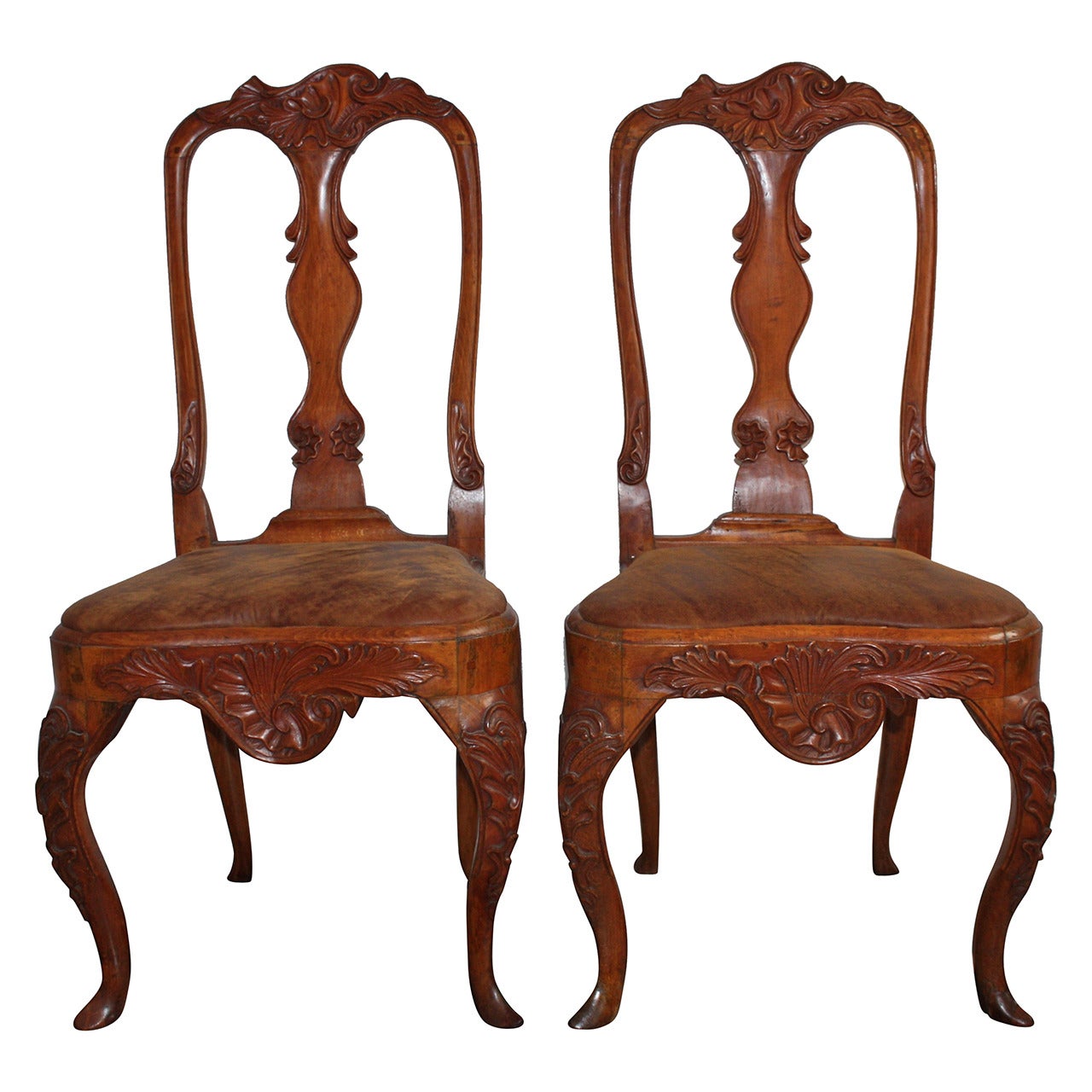 Paar dänische Rokoko-Stühle aus dem 18. Jahrhundert