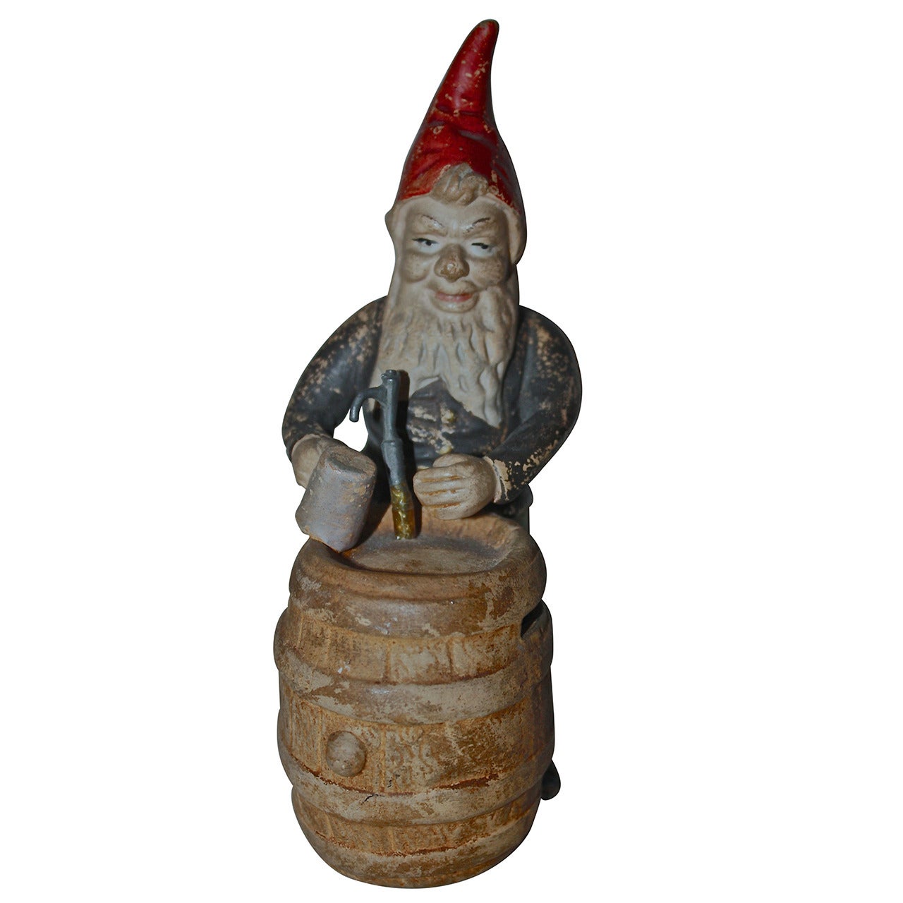 Christmas Elf with Beer Barrel Money Bank 