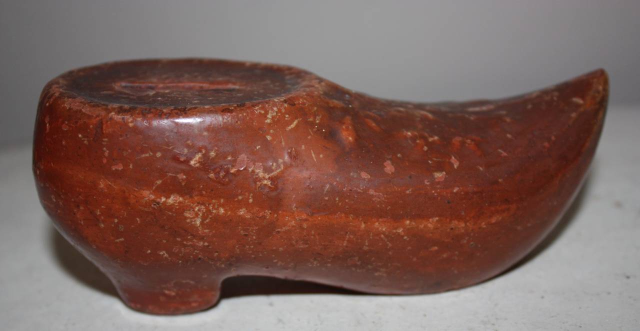 Danish 19th Century Faience Money Bank In The Shape Of A Clogs For Sale 1