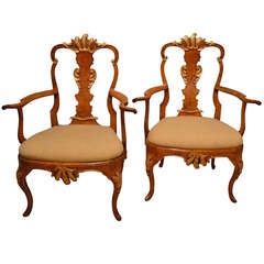 Pair of Danish Rococo Arm Chairs