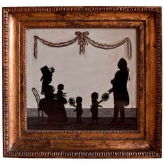 18th Century Reverse Mirror Silhouette Painting