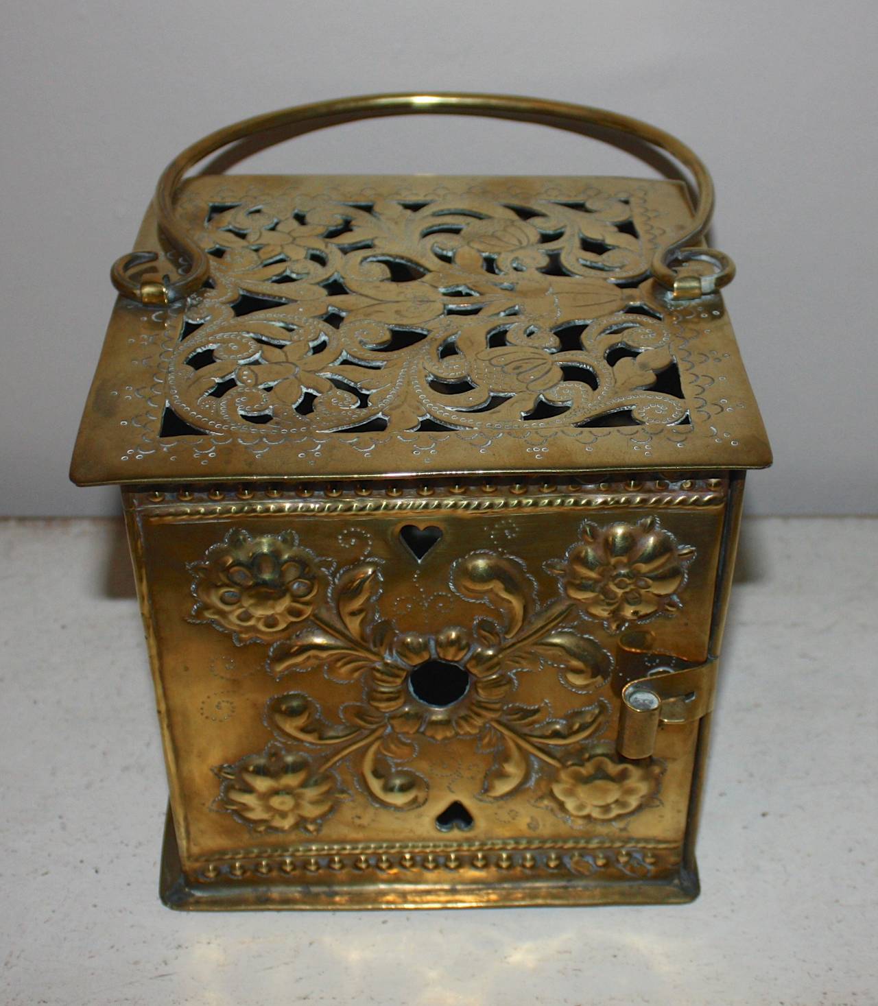 Danish 18th Century Rococo Brass Footwarmer For Sale