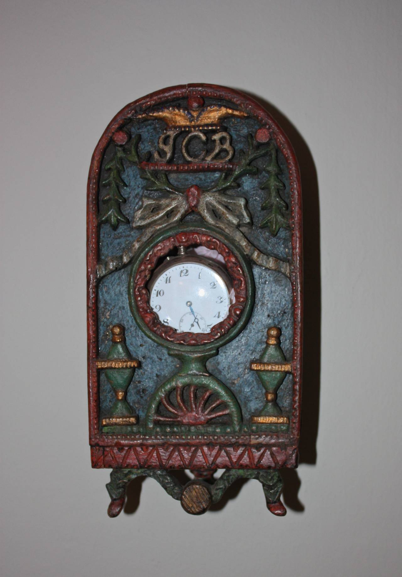 Scandinavian 18th Century Folk Art Carved Watch Holder For Sale 4