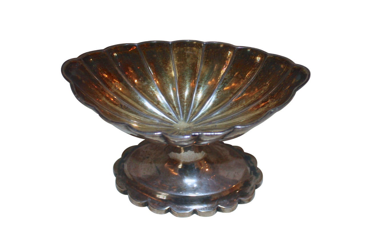 Danish Silver Shell Bowl on Foot For Sale