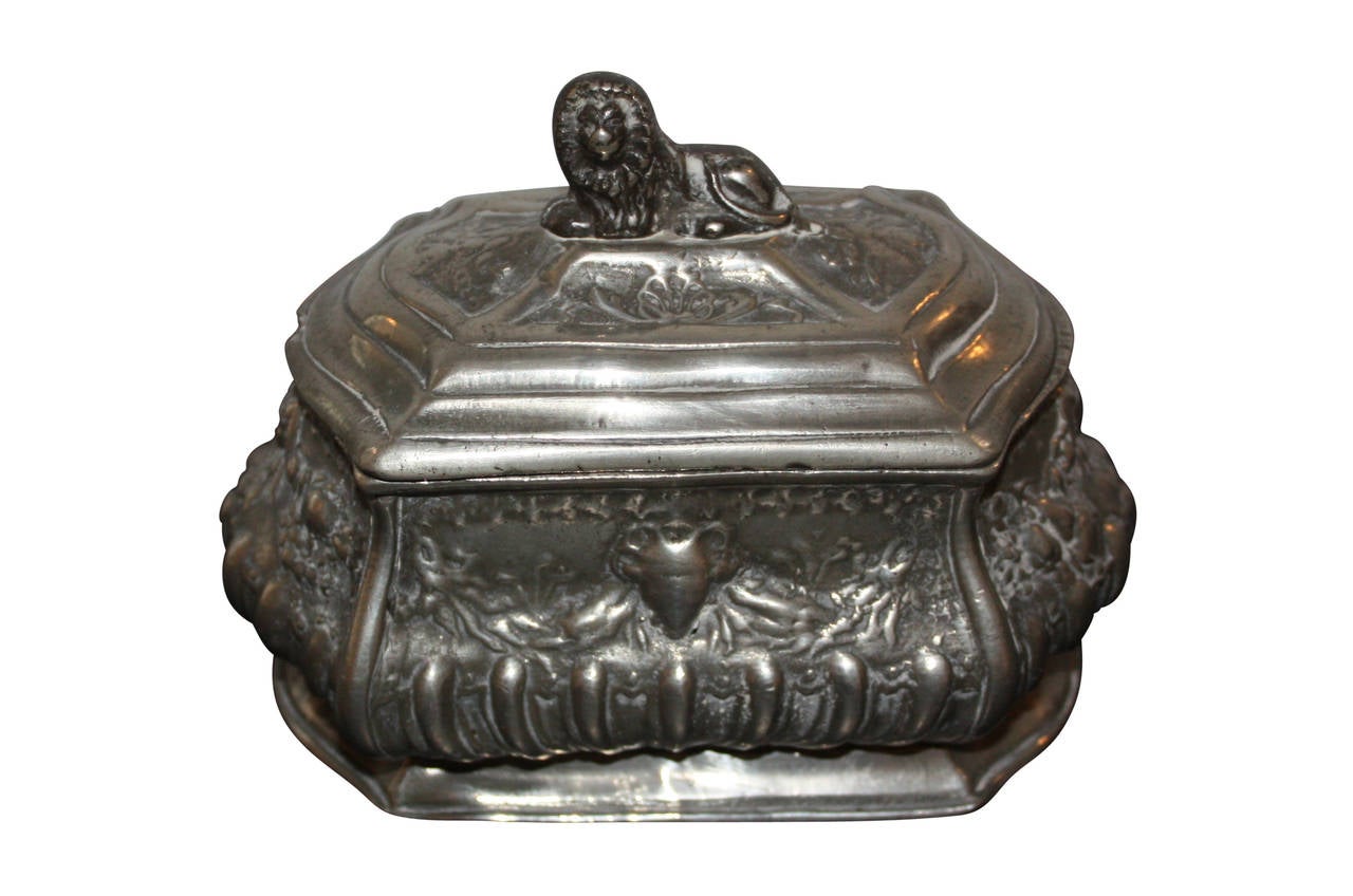18th Century Rococo Pewter Tea Caddy For Sale