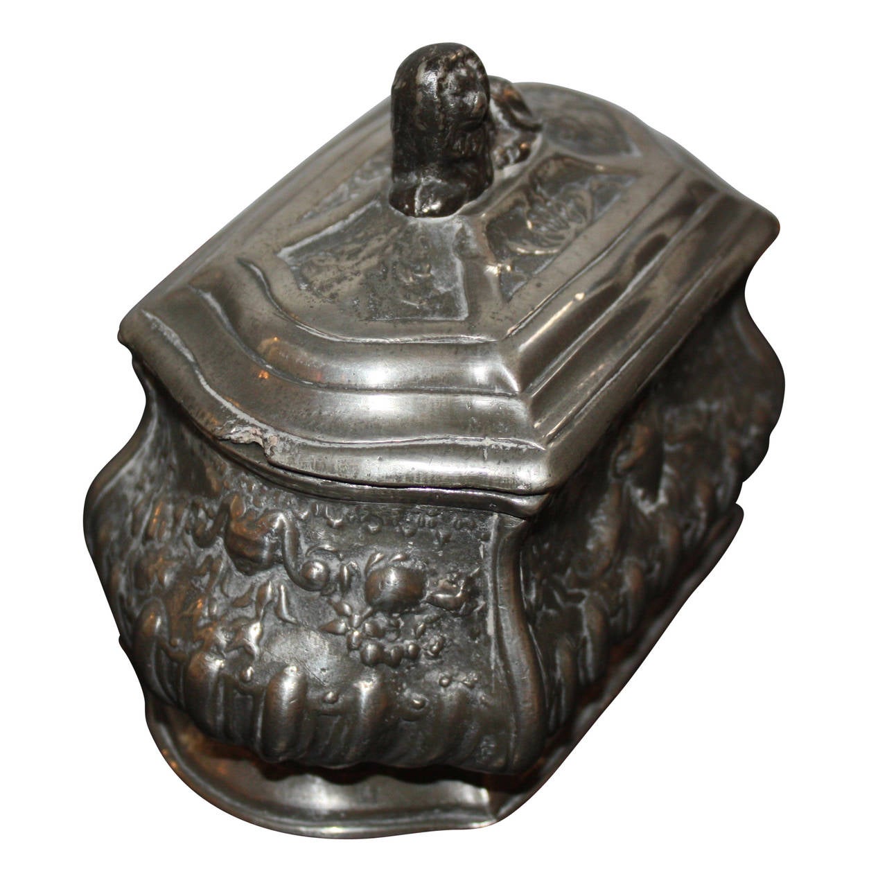 Rococo Pewter Tea Caddy For Sale 3