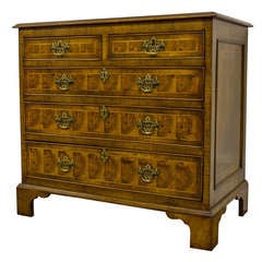 Victorian Small Olive Wood "Oyster" Chest of Drawers