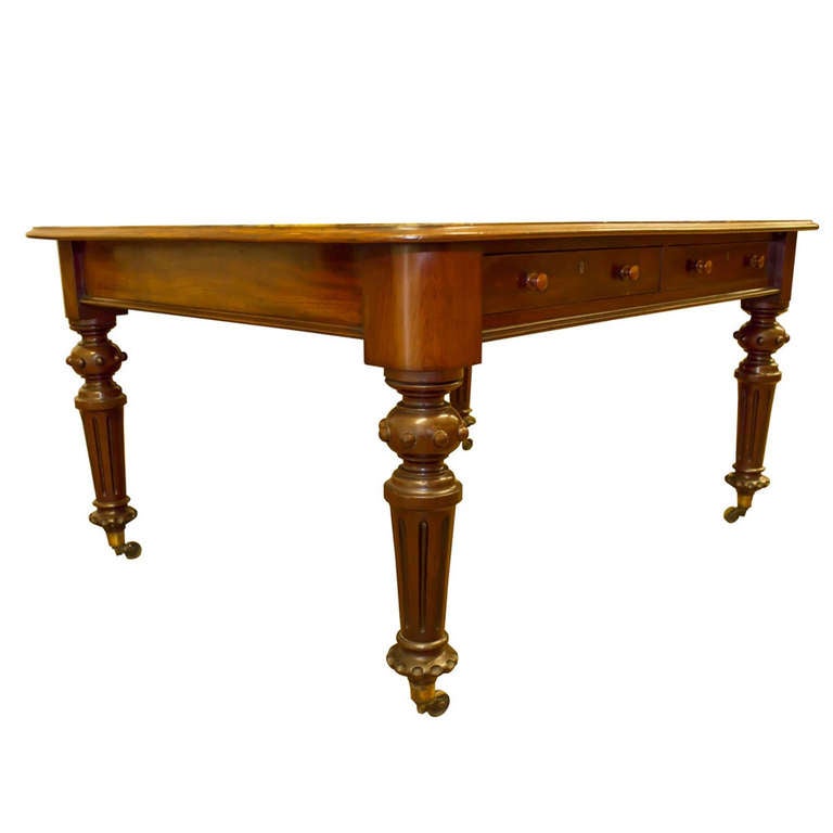 Mahogany Victorian Partners Library Table For Sale at 1stDibs