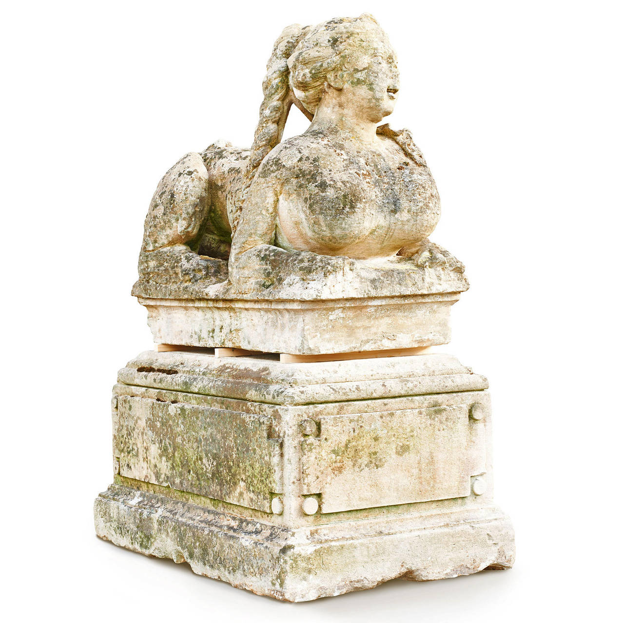 Pair of Magnificent French Limestone Sphinxes, circa 1780s 1