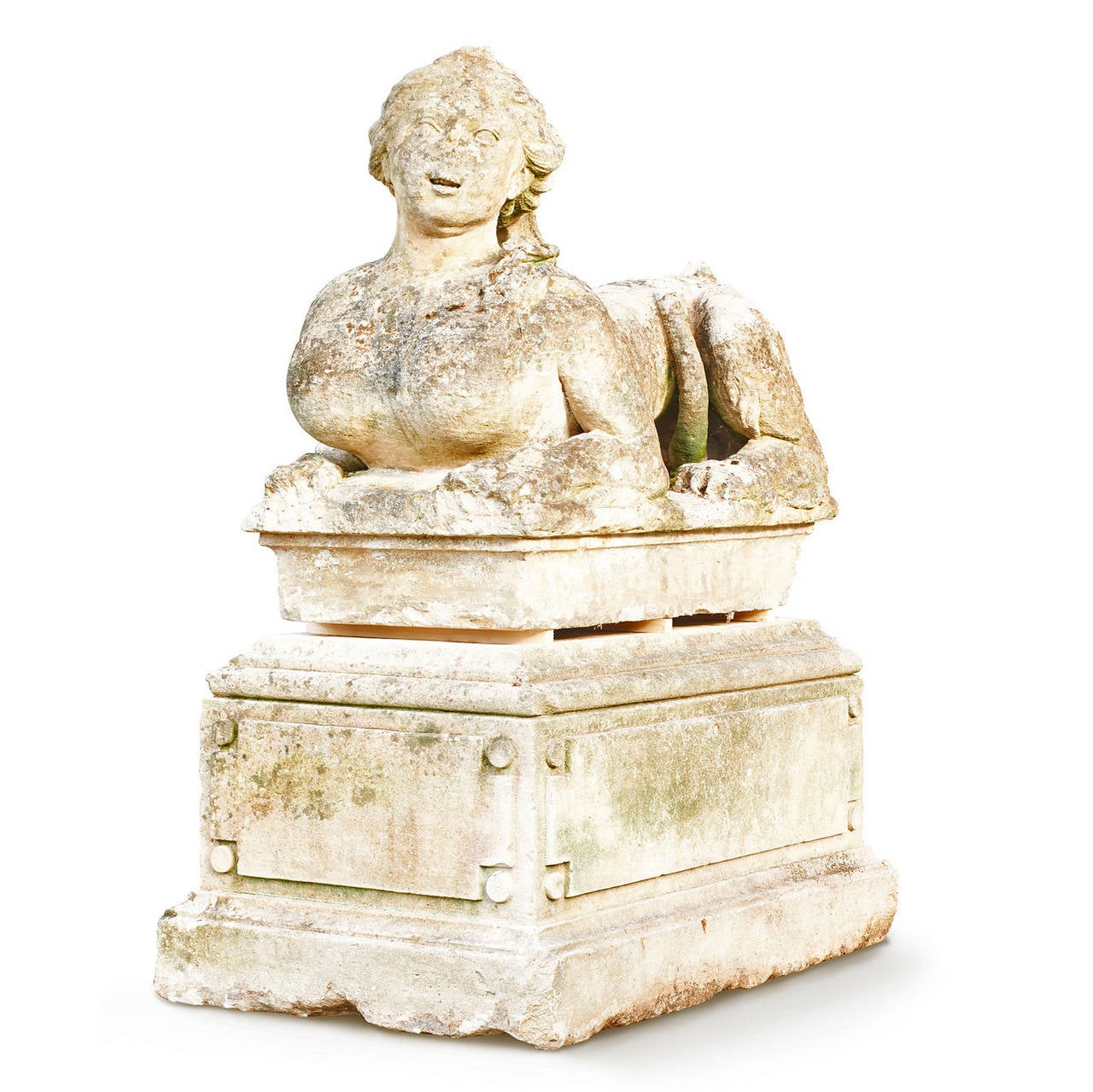 Pair of Magnificent French Limestone Sphinxes, circa 1780s 2