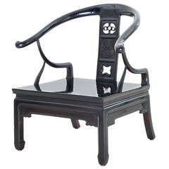 Antique Very decorative ebonised chinese chair, 19th / 20th Century