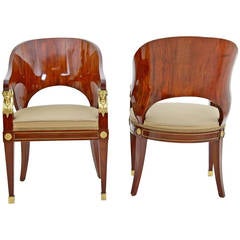 Pair of Stunning Empire Russian Armchairs, Dating from the Early 19th Century