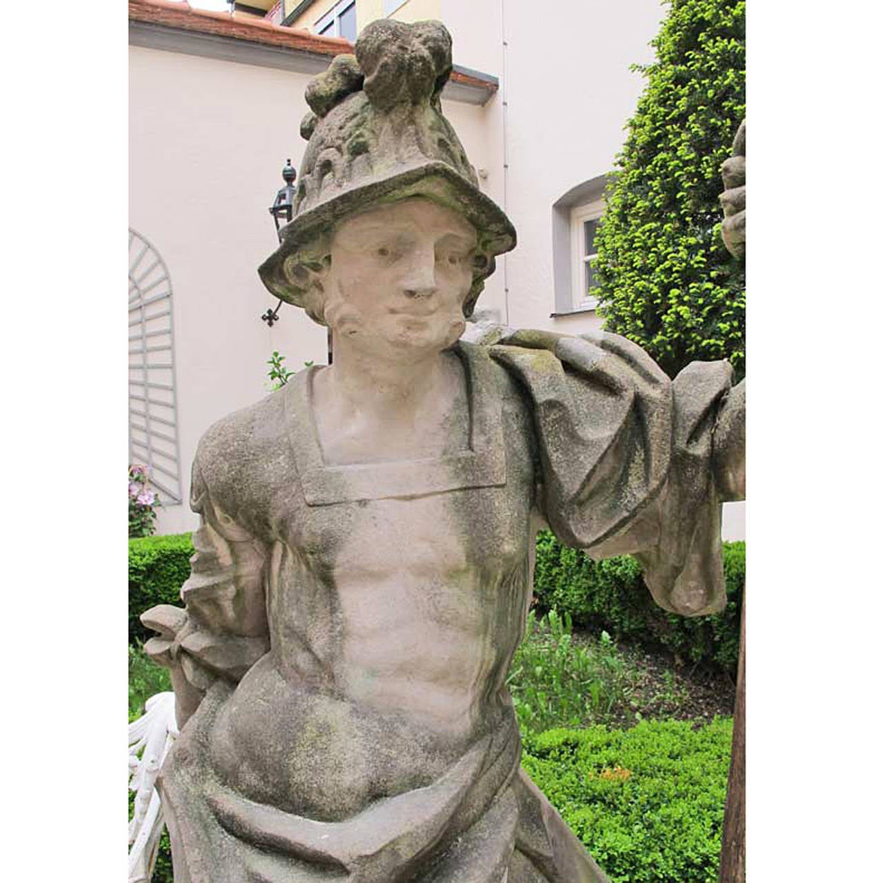 Gorgeous sandstone sculpture, second half of the 18th century, depiction of Mars.
Provenance: Princely collection Wittgenstein, castle Friedewald.
Weathering and age-related damage.