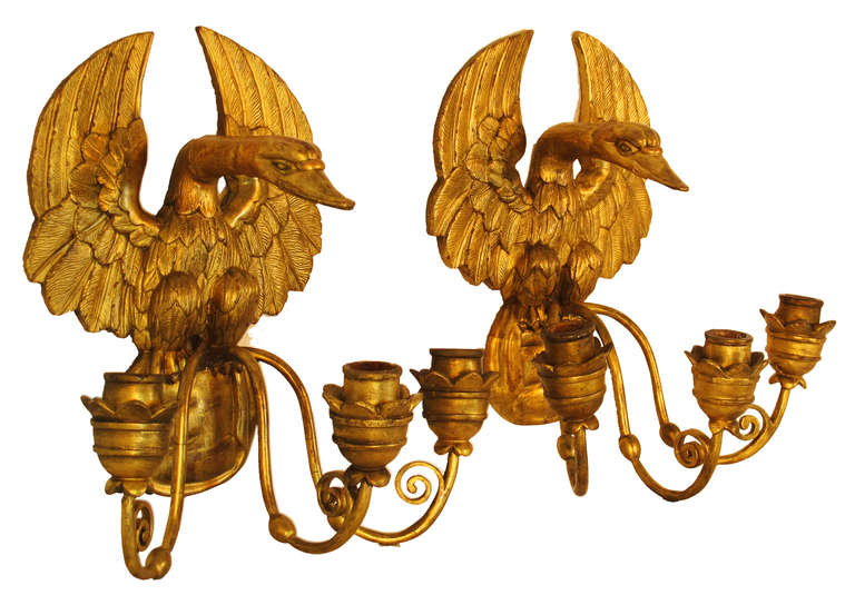 Beautiful pair of French Empire wall chandeliers.