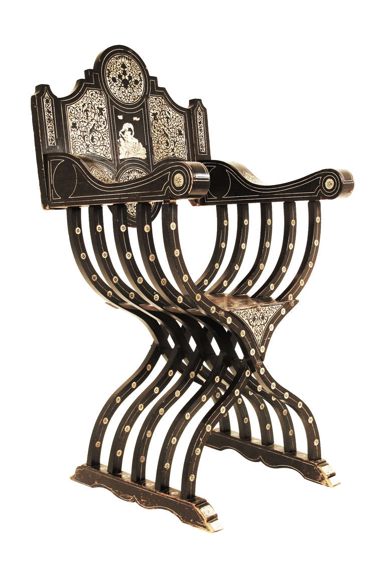 Gorgeous Italian Renaissance revival scissor chair