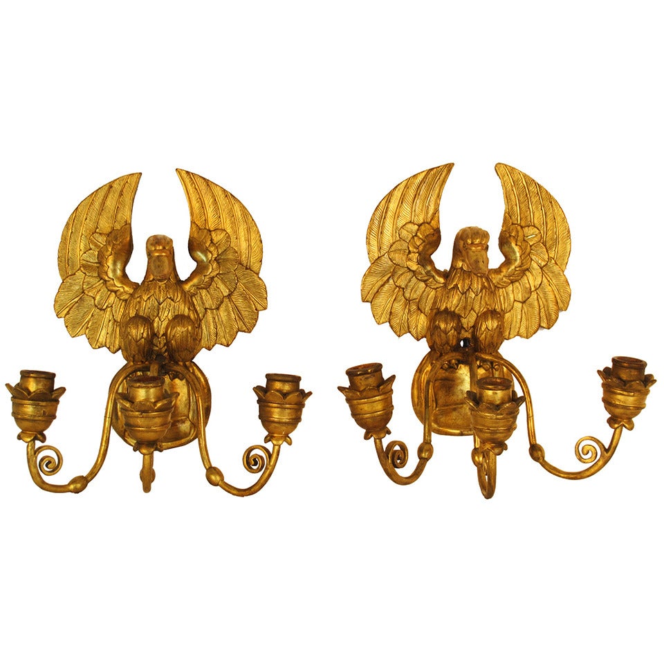 Beautiful Pair of French Empire Wall Chandeliers