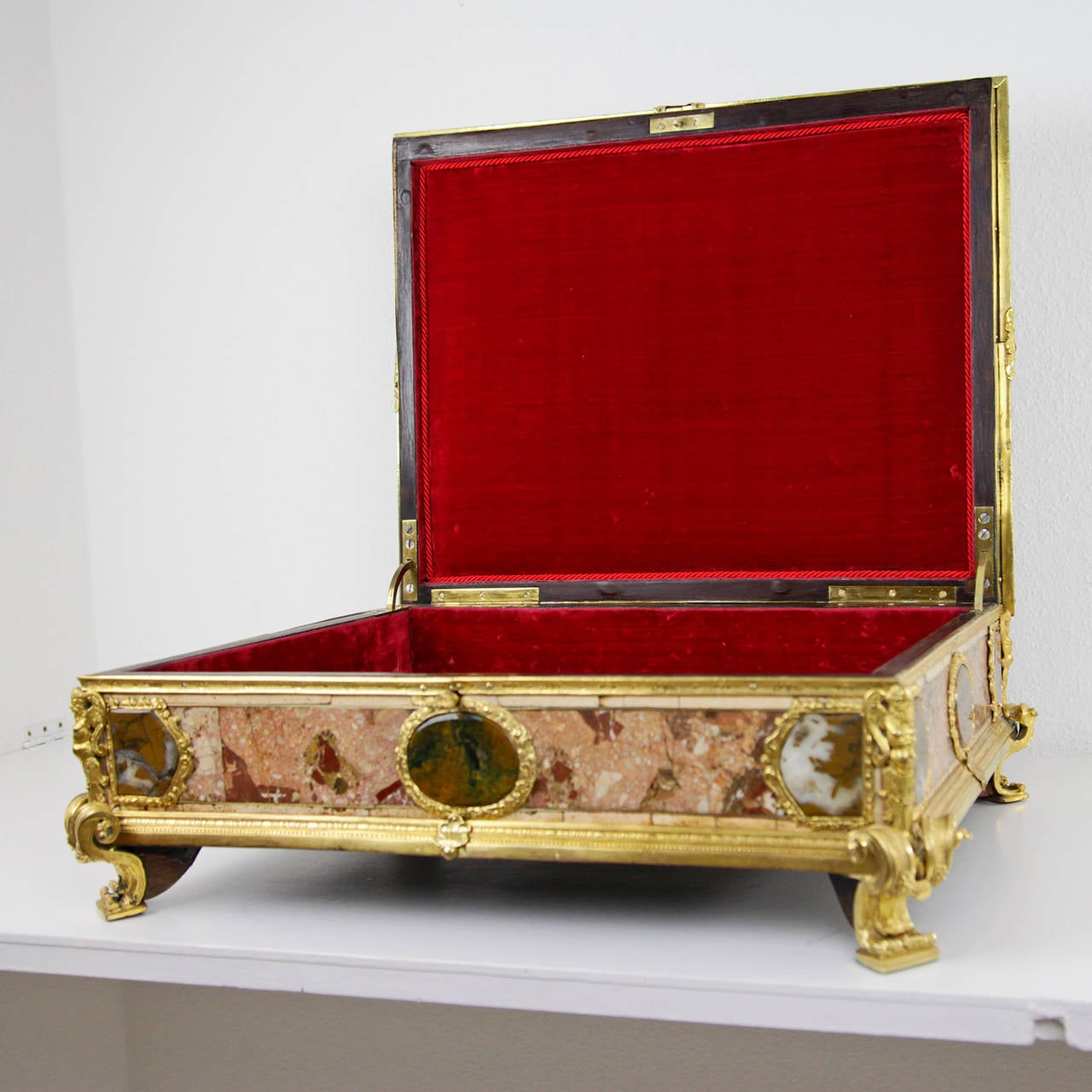 19th Century Stunning Document Casket with Marble and Semi-Precious Stones Occupied