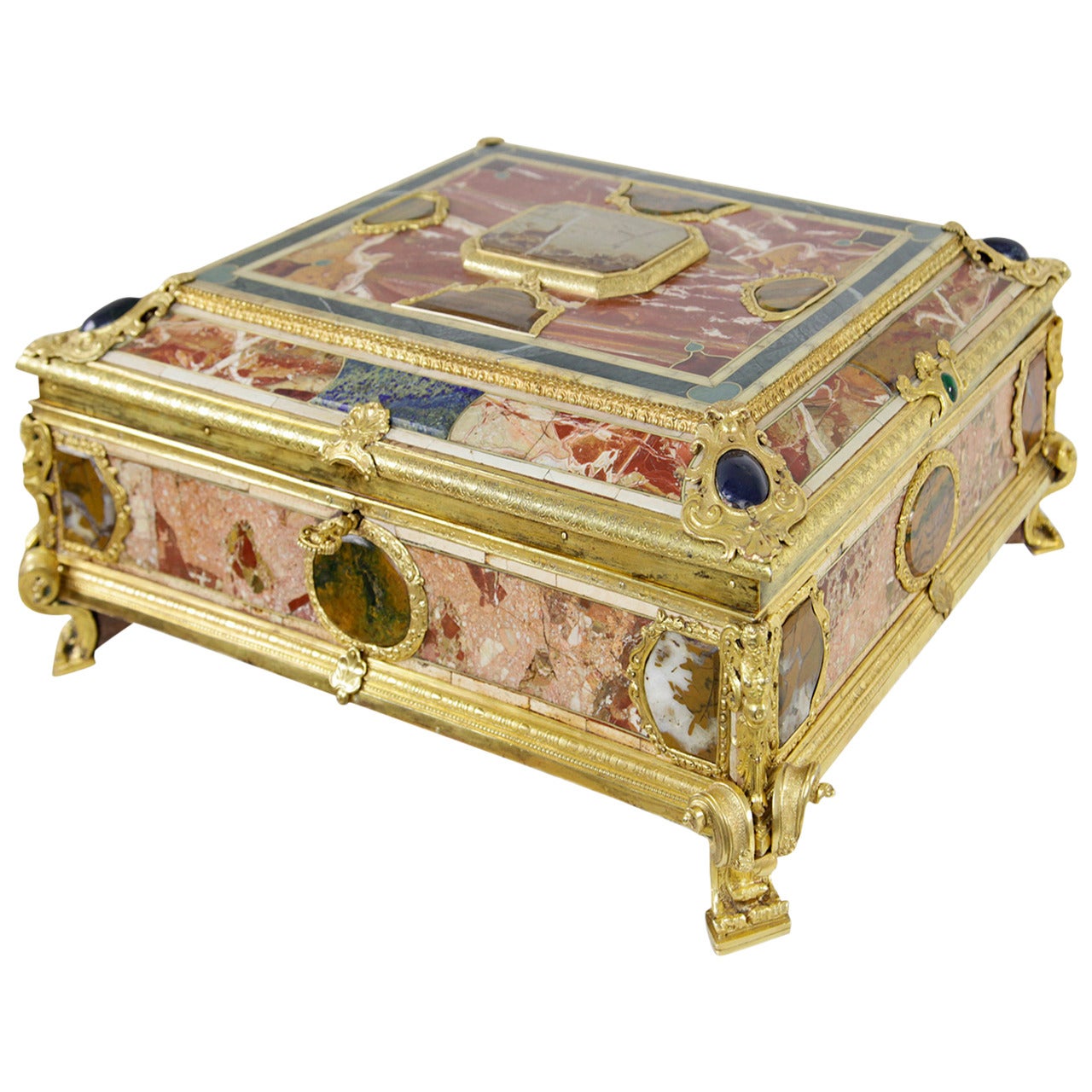 Stunning Document Casket with Marble and Semi-Precious Stones Occupied