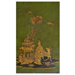 Exquisite Chinoise Painted Panel, Late 19th Century
