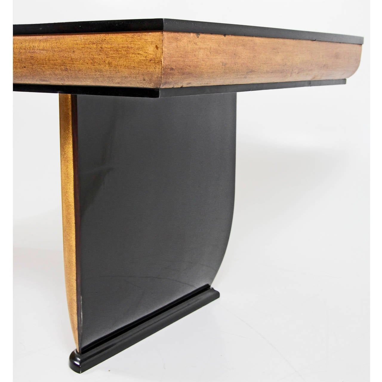 Wonderful italian Dining Table with black Glass Top, 1950´s