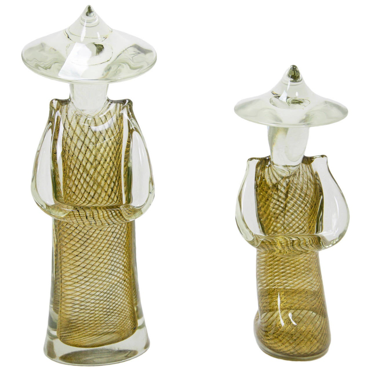 Italian Murano Glass Sculptures "Chinese Couple," Italy, 1970s at 1stdibs