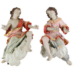 Pair of Angels, 18th Century, probably from Italy