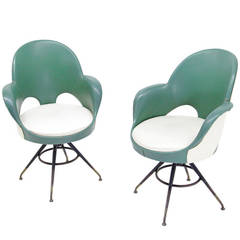 Vintage Very Nice Pair of Italian Armchairs or Revolving Chairs, circa 1970s